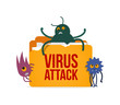© Oleg - Virus attack to computer system vector illustration. Isolated system folder hacked cartoon monsters