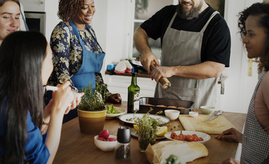 Wall Mural - Diverse people joining cooking class