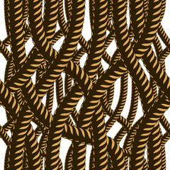 Rope seamless pattern, trendy vector wallpaper background. Tangled cord stylish illustration. Usable for fabric, wallpaper, wrapping, web and print.