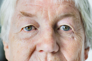 Wall Mural - Portrait of white elderly woman closeup on eyes