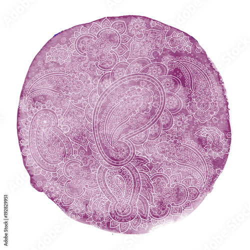 Cuadros en Lienzo watercolor mandala with paisley ornament