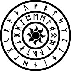 Печатьring with ancient nordic runes. vector illustration