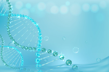 science concept, blue background with space for text for cosmetic or healthcare product, illustratio