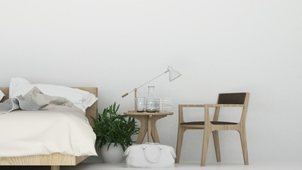 Wall Mural - Bedroom room interior space and Decorative wall in hotel - 3d rendering minimal style