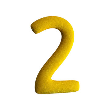 Cheerful Children's Clay Font. Number 2. 3d rendering isolated on white background.