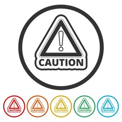 Wall Mural - Attention caution sign set, 6 Colors Included