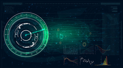 Aufkleber - HUD.Radar screen. Vector illustration for your design. Technology background.Futuristic user interface. 