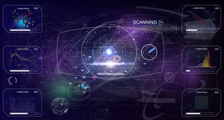 Aufkleber - HUD.Radar screen. Vector illustration for your design. Technology background.Futuristic user interface. 