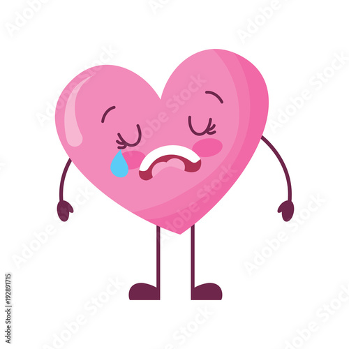 Cute Cartoon Heart Love Crying Sad Character Vector Illustration Stock Vector Adobe Stock