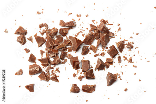 Fotografie, Obraz cracked chocolate candies sweets isolated on white background top view