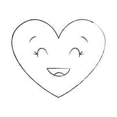 Poster - cute cartoon heart smiling happy character vector illustration sketch image