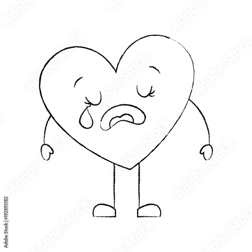Cute Cartoon Heart Love Crying Sad Character Vector Illustration Sketch Image Stock Vector Adobe Stock