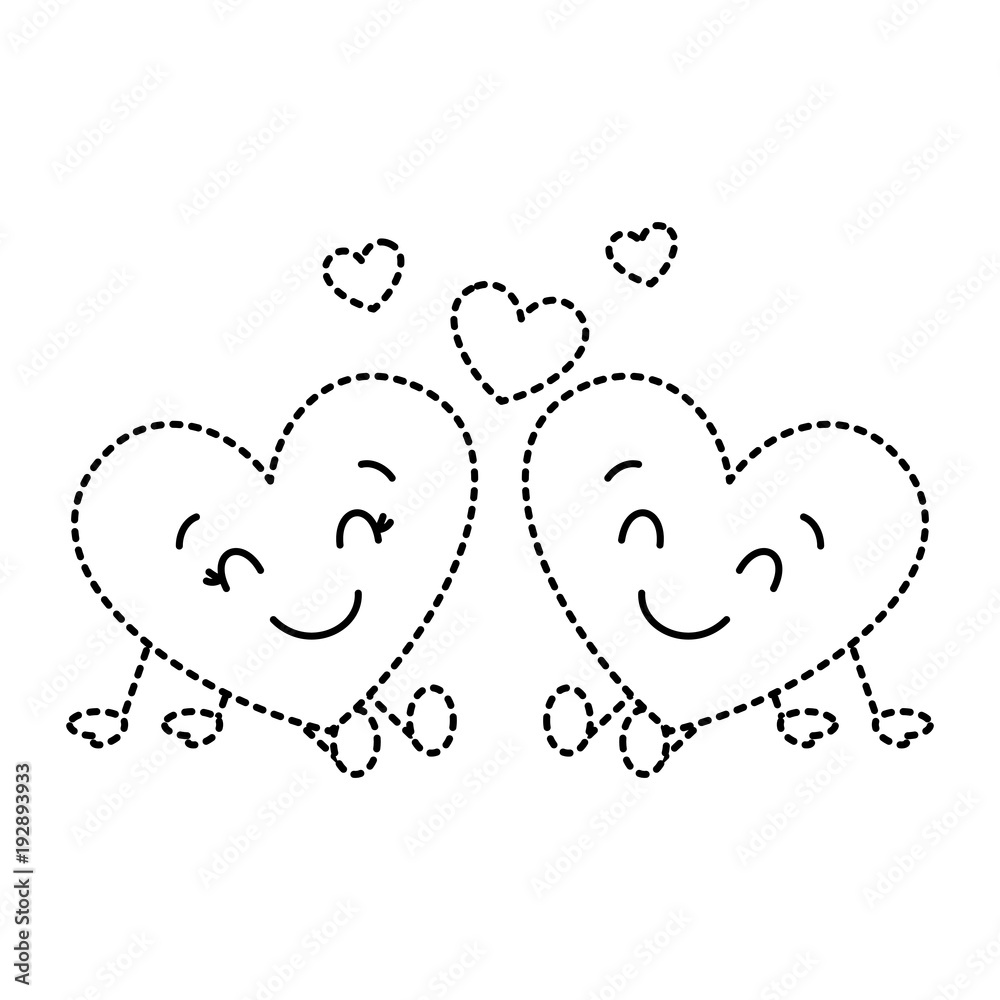 cute hearts couple sitting cartoon love relationship vector illustration  dotted line image Stock Vector | Adobe Stock, image size:1000x1000