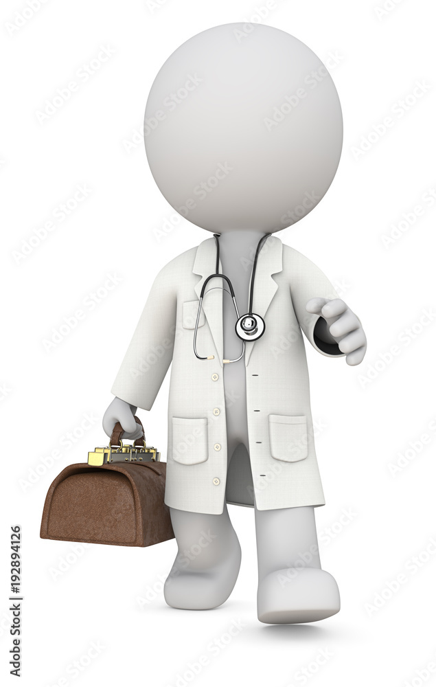 Doctor. Dude 3D character the Doctor walking and carrying vintage bag ...