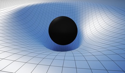 Wall Mural - singularity of blackhole and wormhole caused by gravity of massive black hole. 3d rendered illustrat