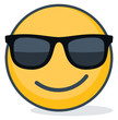 Isolated emoticon wearing black sunglasses