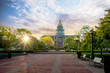 Denver Colorado state capital building with morning clouds in the sky