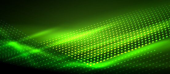 Wall Mural - Neon green smooth wave digital abstract background