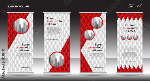 Red Roll Up Banner Template Vector Illustration Polygon