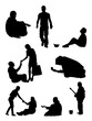 Silhouette of beggar. Good use for symbol, logo, web icon, mascot, sign, or any design you want.