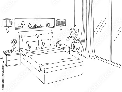 Bedroom Illustration Black And White - grandongpng