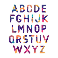 Aufkleber - Concept of vector fluid gradient geometric alphabet. Theme of science, magnets, electronics.