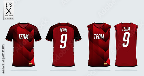 Red Black T Shirt Sport Design Template For Soccer Jersey Football Kit And Tank Top For