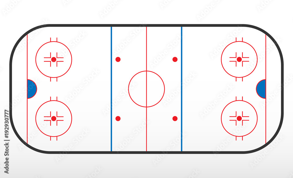 Ice Rink Blue Line Hockey rink markup. Outline of lines on an ice hockey rink. Stock ...