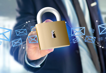 Poster - Padlock security connection isolated on a color background - 3d rendering