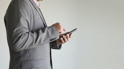 Poster - Close up of a man using   workplace using technology  new technology trends