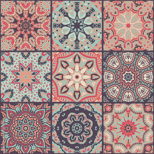 Naklejka - mata magnetyczna na lodówkę Vector abstract patchwork seamless pattern