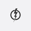 Lightning, electric power vector design element. Energy and thunder electricity symbol concept. Light bolt sign. Flash vector emblem template. Power fast speed logotype, logo