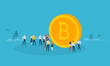 Bitcoin. Flat Design Style Web Banner Of Blockchain Technology, Bitcoin, Altcoins, Cryptocurrency Mining, Finance, Digital Money Market, Cryptocoin Wallet, Crypto Exchange. 