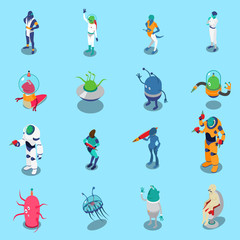 Sticker - Aliens Isometric Icons Set