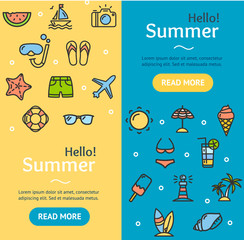 Wall Mural - Hello Summer Banner Vecrtical Set. Vector