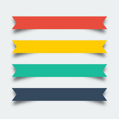 Wall Mural - set of ribbons banners in flat design with shadow