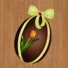 Sticker - Easter egg and tulips flowers