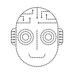 Poster - robot artificial intelligence head cyber futuristic vector illustration dotted line design