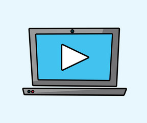 Wall Mural - laptop media icon cartoon design illustration