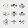 © youarehere - set of vintage muscle car garage logos. vector illustration