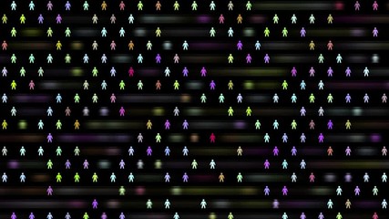 Poster - social interaction. A huge number of people. colored icons of people.business background.