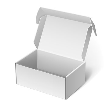 Realistic White Package Cardboard Box