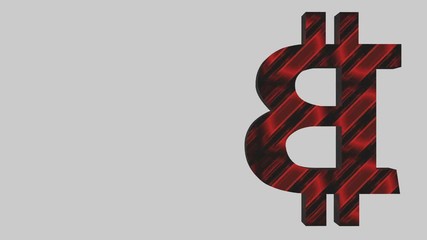 Poster - Texture of energy waves. Rotation of the bitcoin symbol. Business background. Place for text. seamless loop.