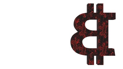 Poster - an organic form within the digital currency. the pulse of the market. Rotation of the bitcoin symbol. Business background. Place for text. seamless loop.