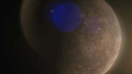 Poster - Solar System - Mercury. It is the smallest and closest to the Sun of the eight planets in the Solar System, with an orbital period of about 88 Earth days