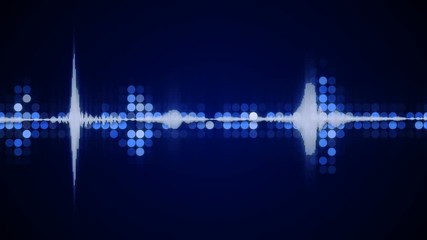 Sticker - Blue audio waveform equalizer. Abstract party concept. Computer generated seamless loop animation 4k (4096x2304)
