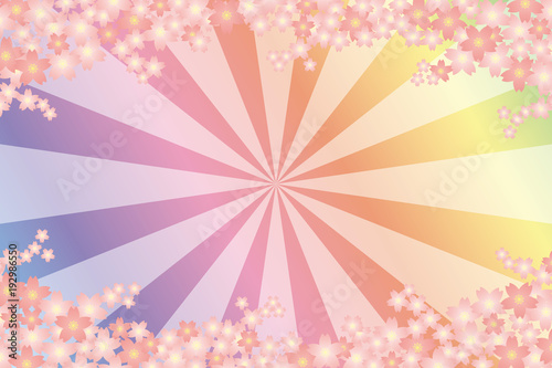 Background Wallpaper Vector Illustration Design Free Free Size Charge Free Colorful Color Rainbow Show Business Entertainment Party Image 背景素材壁紙 桜の花 春 入学式 卒業式 年賀状 はがきテンプレート 正月 満開 和風 模様 ピンク Stock Vector