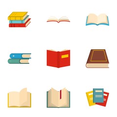 Poster - book icons set. cartoon set of 9 book vector icons for web isolated on white background