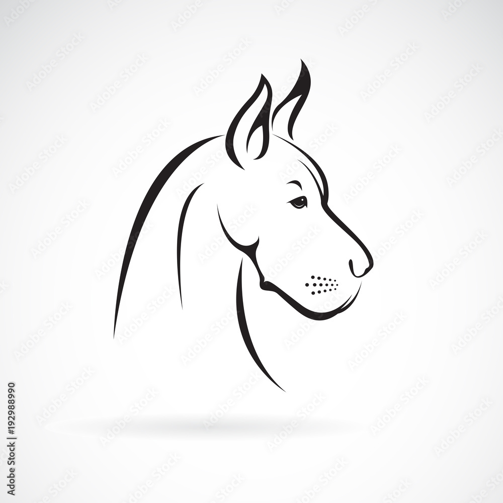 Vector of a dog head (Great Dane or German Mastiff or Danish Hound) on white background. Pet. Animal. Easy editable layered vector illustration. - obrazy, fototapety, plakaty 