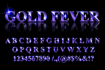 Golden blue English alphabet